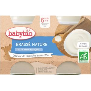 Babybio Brassé Nature 6 Maanden en + Biologisch 2 x 130 g Potjes