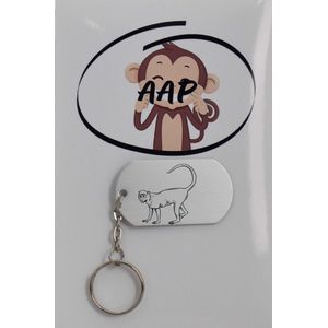 Apen sleutelhanger inclusief kaart – Aap liefhebber cadeau - animals - Leuk kado voor je dieren liefhebber om te geven - 2.9 x 5.4CM