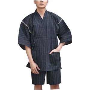 Heren Jinbei Kimono Lounge Set Katoen Linnen Veelkleurig