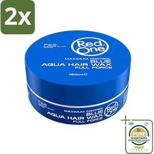 Red One Aqua Hair Wax Blue 150 ml - Voordeelverpakking - 2 stuks - Blauwe haarwax - Sterke hold