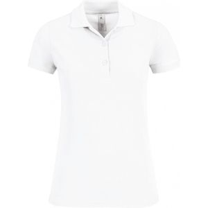 Polo Dames M B&C Kraag met knopen Korte mouw White 100% Katoen