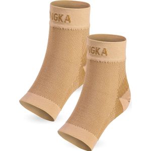 KANGKA® Enkelbrace maat L/XL - Compressie Enkelsokken - Achillespees Bandage - Compressie Sok Achillespees - Beige