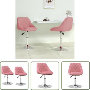 The Living Store Eetkamerstoelen draaibaar 2 st fluweel roze - Draaibare Eetkamerstoel - Eetkamerstoelen - Velvet Stoel - Roze Stoel - Design Stoel