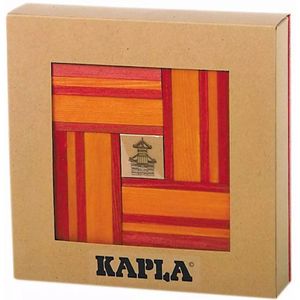 KAPLA - KAPLA Kleur - Constructiespeelgoed - Rood Oranje - 40 Plankjes + Voorbeeldboek