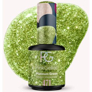 Pink Gellac Gellak - 471 Platinum Green 15ml - Groene Glitter Gel Nagellak - Modern Masquerade Collectie - Gel Nagels Producten