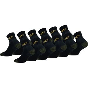 Caterpillar 12 Paar Premium Quarter Werksokken - Dubbele Versterkt - Katoen Zwart 43-46