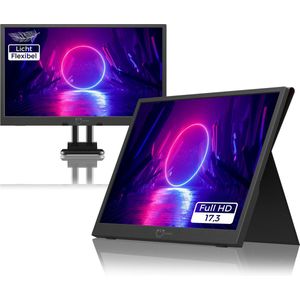 LOOV FlexDisplay - Portable Monitor - Draagbare monitor voor laptop - inclusief Hoes, Standaard en Houder - Full HD - 17,3 inch - USB-C & HDMI -