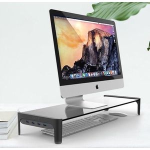 Monitorstandaard - Monitor Verhoger - Laptopstandaard - TV Verhoger - Computerscherm Verhoger - Monitor Standaard - Voor Laptop En Pc - Laptoptafel - Bureau Organizer - Zwart