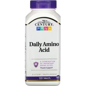 Daily Amino Acid / de 10 belangrijkste aminozuren / Zoals: Isoleusine, Leusine, Valine en Lysine / 120 stuks / 21st Century Vitamins