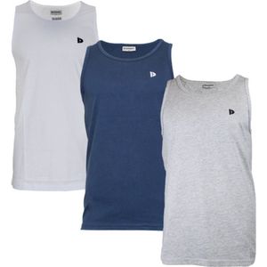 3-Pack Donnay - Muscle shirt (James) - Tanktop - Heren - White/Grey-marl/Petrol (473) - maat M