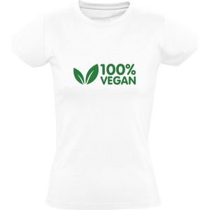 Vegan 100% Dames T-shirt | Vegetariër | Vegetarisch | Veganist | cadeau | kado  | shirt