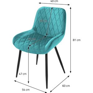 ML-Design Set van 8 Eetkamerstoelen Eetkamerstoel met Rugleuning en Armleuningen, Turquoise, Fluwelen Zitting, Metalen Poten, Keukenstoelen Woonkamerstoelen Woonkamerstoel Gestoffeerde Stoelen Stoel