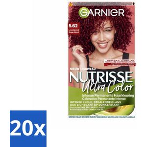 20 x Garnier - Nutrisse Ultra Color 5.62 - Haarkleuring - Levendig Rood - Voedend - Permanente Kleur - Haarkleuring - Rood - Permanent - Grijsdekking - Voedend