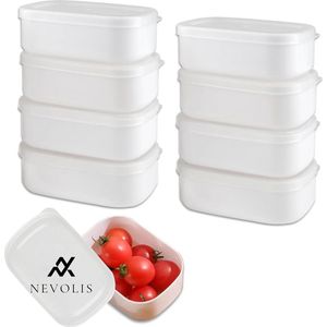 Nevolis Vriesdozen klein 8 stuks vershouddozen kleine dozen met deksel plastic voorraaddozen 280 ml tupperdozen set wit meal prep dozen voor magnetron en vaatwasser .