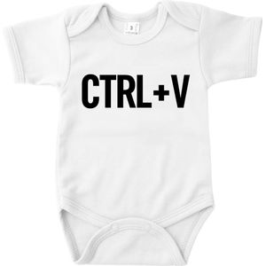 Vaderdag Cadeau - Romper Ctrl+V - Maat 68 - Kleur Wit - 100% Katoen