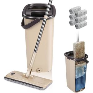 Wischmopp Set voor Effectieve Vloerreiniging - Inclusief Eimer en 6 Microvezel Pads