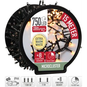 Kerstverlichting Clusterverlichting - op haspel - 750 leds - extra warm wit - 15 Meter - met timer