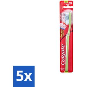 5 x Colgate - Tandenborstel - Double Action Medium - 1 Tandenborstel - Poetsborstel - Tandenborstel Met Grote Kop - Tandenborstel Lange Haren