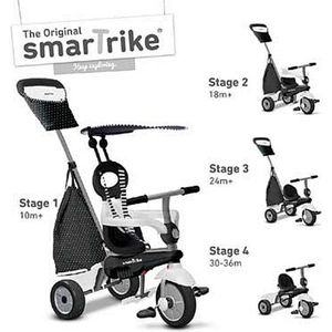 SmarTrike Glow Touch Steering - 4 in 1 driewieler met duwstang voor jongen, zwart / wit