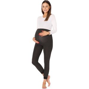 Be Mammy Dames Leggings - Zwangerschapskleding - Lange 7/8 - Viscose - BE-BE20-262-LE - Donkermelange - S