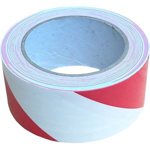 Kortpack - Vloermarkeringstape 50mm breed x 33mtr lang - Rood/wit - 1 rol - Vloertape - Signalisatietape - (021.0397)