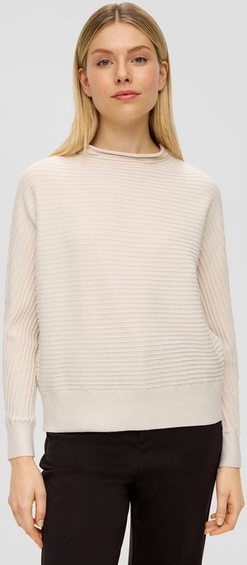 Gebreide Trui - Opstaande Kraag - Vleermuismouwen - Loose Fit - Geribbelde Manchetten