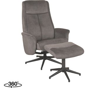 LABEL51 Bergen Fauteuil - Grijs - Cosmo - Incl. Hocker - -