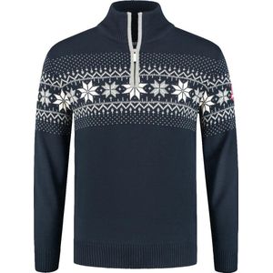 John Brilliant Noorse heren trui - fijn gebreid - Merino wol - donkerblauw