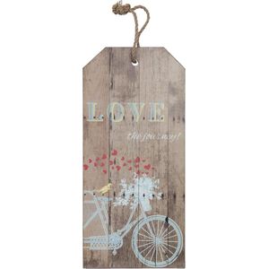 Clayre & Eef - Groot Houten Tekstbord - Love the Journey  - 30 x 2 x 66 cm