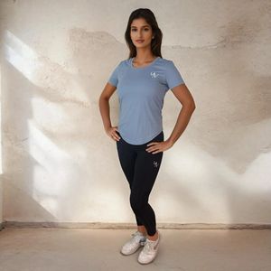 YV SPORT Sportshirt Lissabon - Loose fit - Premium kwaliteit - Ademend - Voert vocht af - Droogt snel - Comfortabel en zacht - Fitness en sport shirt - Sportshirt dames - Blauw - Maat S