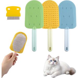 3 stuks kattentongkam - siliconen dubbelzijdige kattenverzorgingsborstel met naaldtandkam