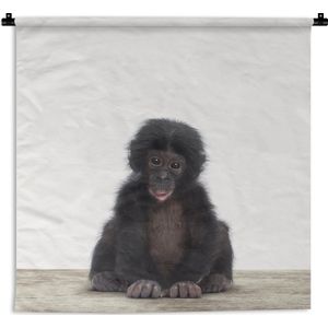 Wandkleed Animalprintshop - Baby chimpansee dierenprint kinderkamer Wandkleed katoen 60x60 cm - Wandtapijt met foto
