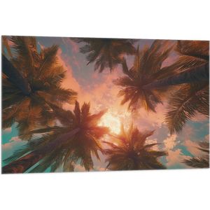 Vlag - Palmbomen - Kleuren - Onderaanzicht - Zon - 105x70 cm Foto op Polyester Vlag