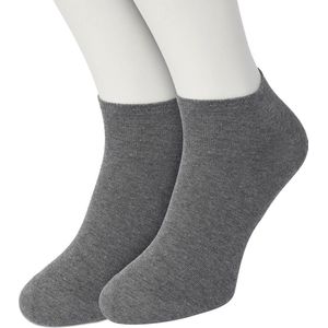 Bonnie Doon Sneakersokken Heren Grijs maat 40/46 - 2 paar - Basis Korte Sokken - Gladde Naden - Enkel Sokken - Uitstekend Draagcomfort - Enkelsokken - Sneaker Sokken - 2-pack - Multipack - Effen - Grijs - Medium Grey Heather - OL8120012.112