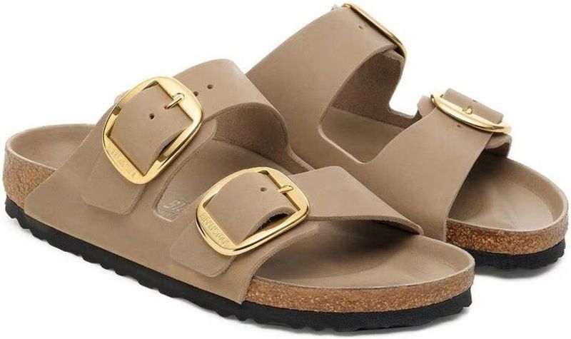 Arizona - BIG Buckle Sandalen - Beige - Suède - Anatomisch Voetbed