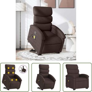 vidaXL Massagestoel - Stoel - Sta-op-massagestoel verstelbaar stof donkerbruin - Sta Op Stoel - Relaxfauteuil - Ergonomische Stoel