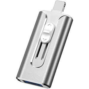 Vyzio - 3-in-1 USB Stick - 64GB - Lightning + Micro USB + USB-C - Voor iPhone & Android - Zilver - DATAFLEX