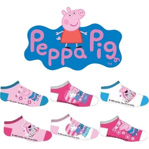 Peppa Pig Sneakersokken | 6 Paar | Blauw/Roze | Meisjes | Maat 31-34