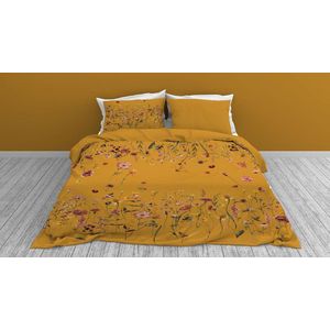 Snoozing Meadow Flowers - Flanel - Dekbedovertrek - Lits-jumeaux - 260x200/220 cm - Okergeel
