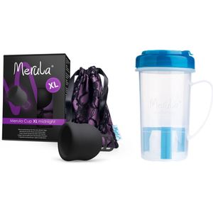 Merula XL Menstruatiecup + Cupscup - Midnight - Duurzaam Alternatief - Effectieve Reiniging - Veilig Gebruik