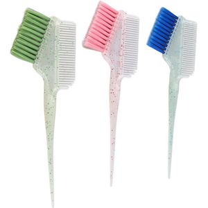 3Pcs Haarverf Borstel Set - Dubbelzijdige Borstel met Glimmende Handgreep - Zachte Nylon Haren