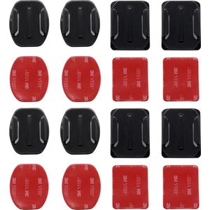 8x Actioncam Mounts - 4x Flat - 4x Curved - Geschikt voor GoPro - Zwart