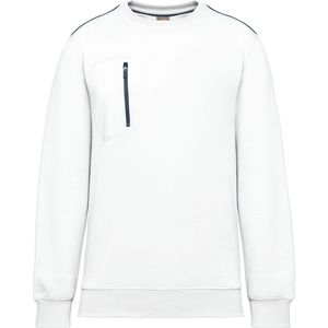 Sweatshirt Unisex L WK. Designed To Work Ronde hals Lange mouw White / Navy 70% Polyester, 30% Katoen