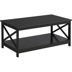 FURNIBELLA - Salontafel zwart, woonkamertafel, sofafel, bijzettafel met grote plank, stabiel design, eenvoudig te monteren, 100 x 54,5 x 45 cm