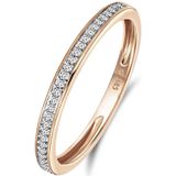 Lucardi Dames Railring 29 diamanten 0,08ct - Ring - Cadeau - 14 Karaat Goud - Roségoud