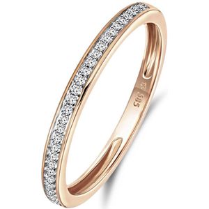 Lucardi Dames Railring 29 diamanten 0,08ct - Ring - Cadeau - 14 Karaat Goud - Roségoud