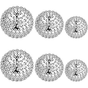 Pack van 6 Massageballen - Hedgehog Balls voor Spierherstel - Magnetische Ballen voor Acupunctuur - Handtherapie - Anti-Stress - Diameter 32 mm, 47 mm, 56 mm (Zilver)