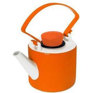Qdo Theepot Porselein - Cylinder - Met Clip Handvat - 1 liter - Oranje