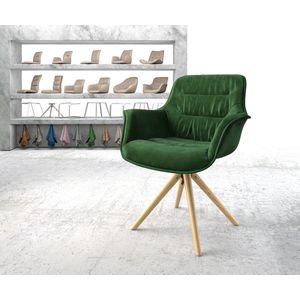 Draaistoel Kaira-Flex houten frame conisch fluweel groen 180° draaibaar