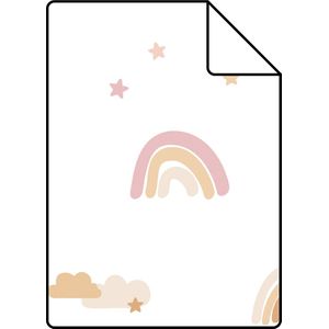 Proefstaal ESTAhome behang unicorns wit, zacht roze en okergeel - 139581 - 26,5 x 21 cm
